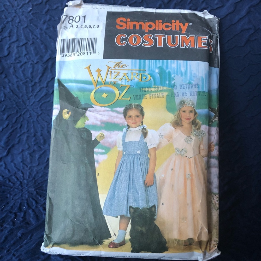 🛍️3/$10 🛍️ Simplicity Wizard of Oz Costume Pattern